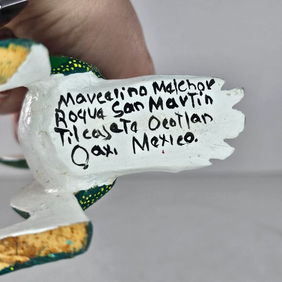 Oaxacan Wood Carving Marcelino Melchor Penguin Mexico Folk Art Alebrije Bird - Picture 5 of 9